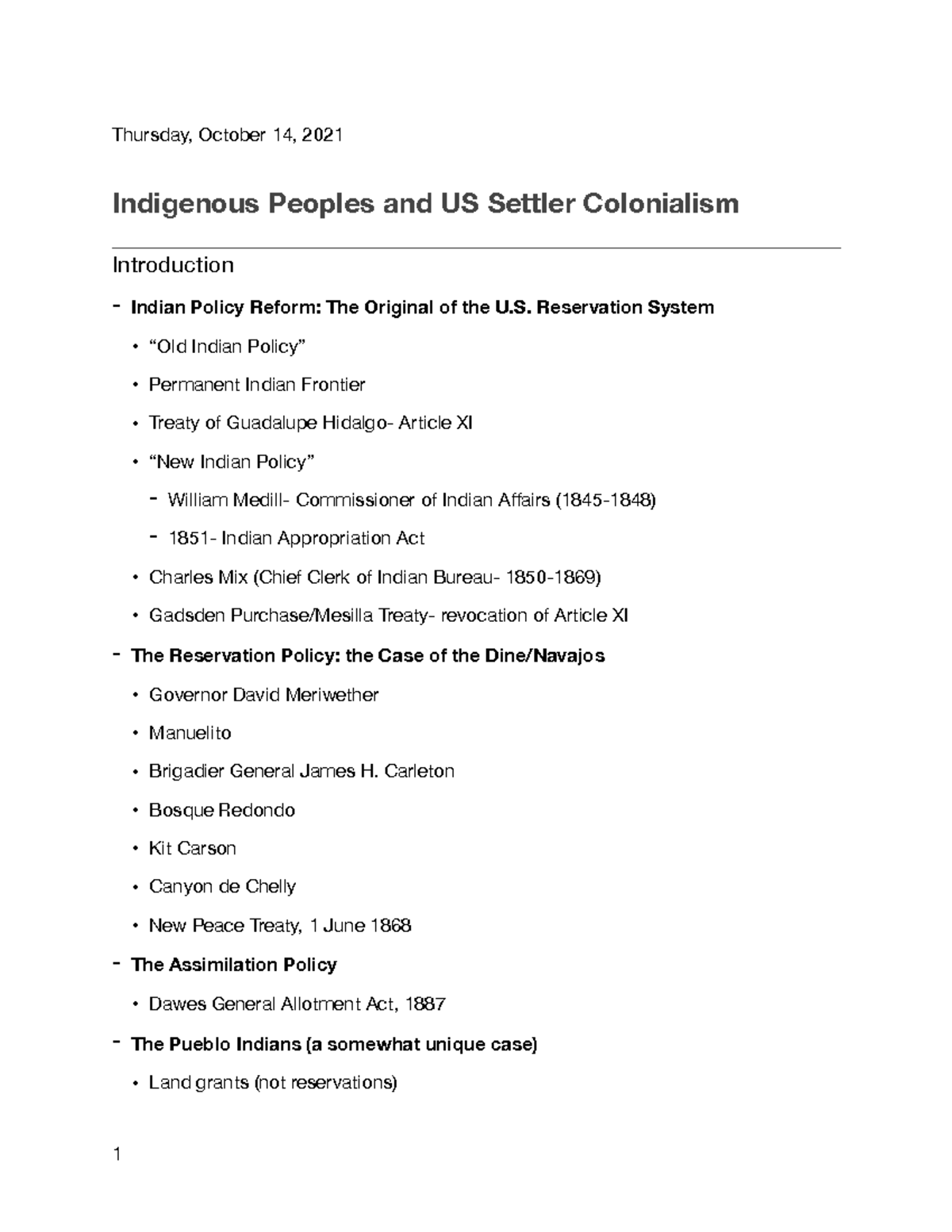 Indigenous Peoples And US Settler Colonialism - Thursday, October 14 ...