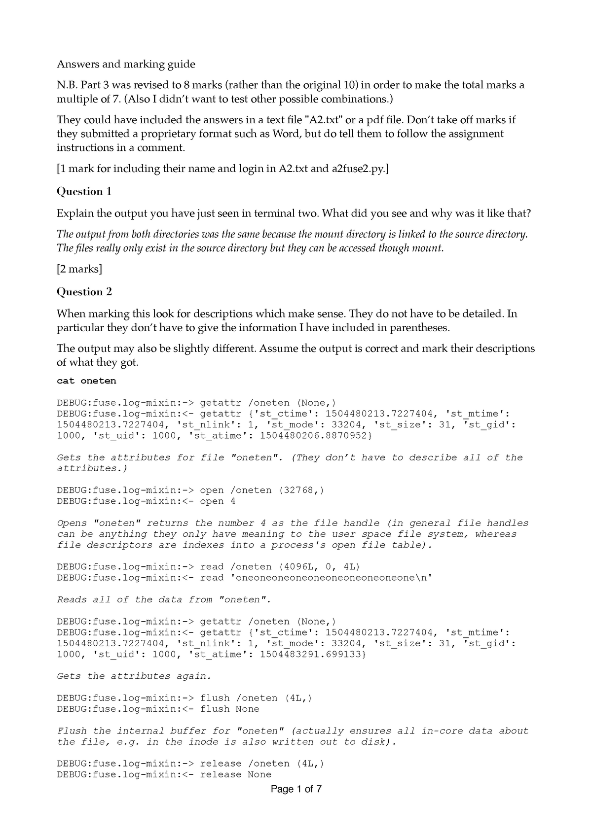 Compsci 340 2017 Assignment 2 Solutions Answers And Marking Guide N B Part 3 Was Revised To 8 Studocu