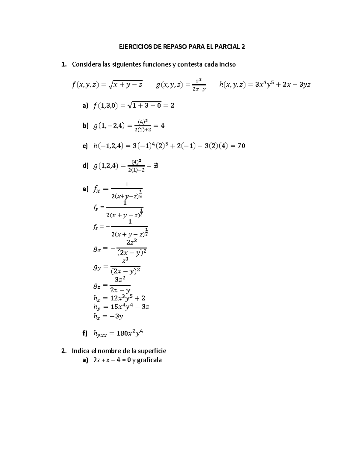 Repaso Parcial 2 - tarea - EJERCICIOS DE REPASO PARA EL PARCIAL 2 ...