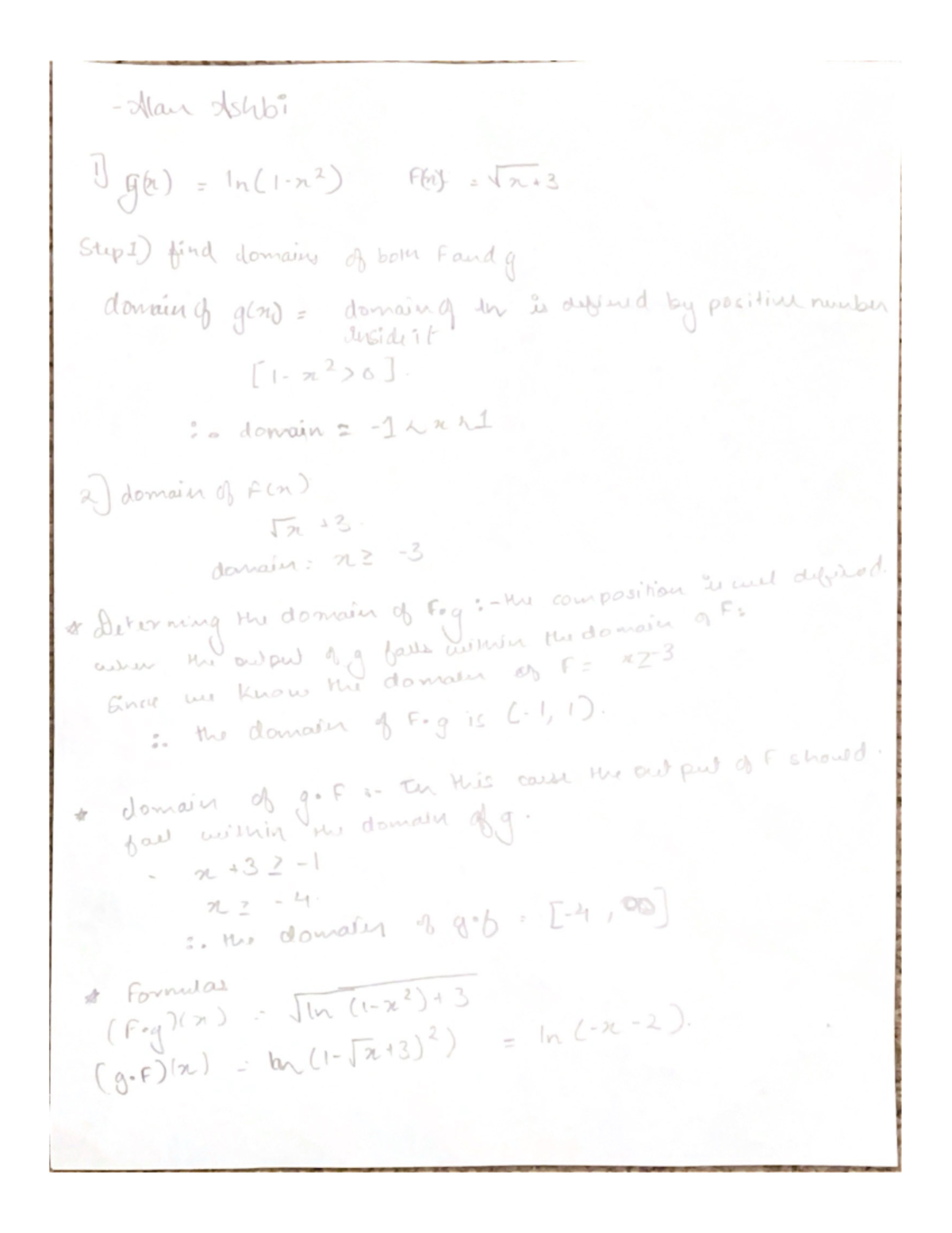 Calc hw assign 1 - Alan Ashbi 1 g(i) F(n) Step1) find domains of both ...