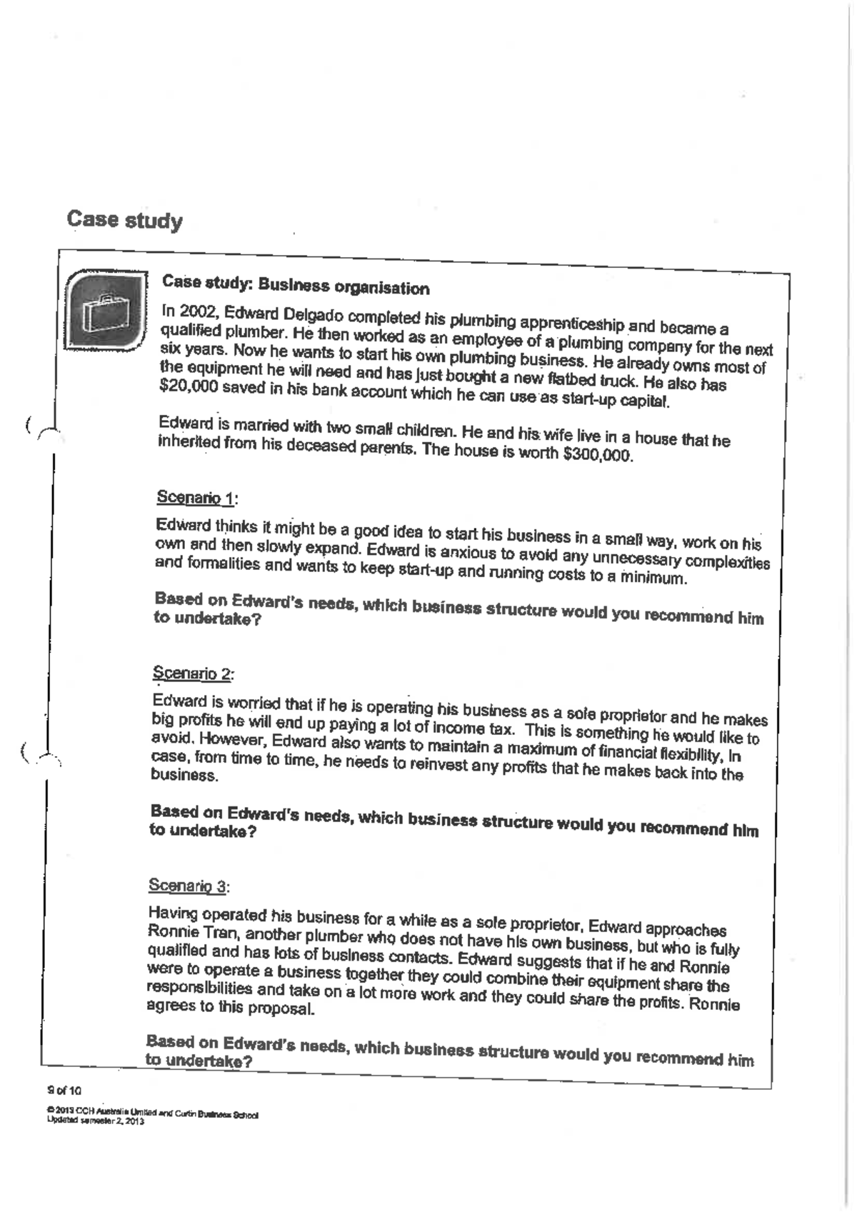 business case study worksheet