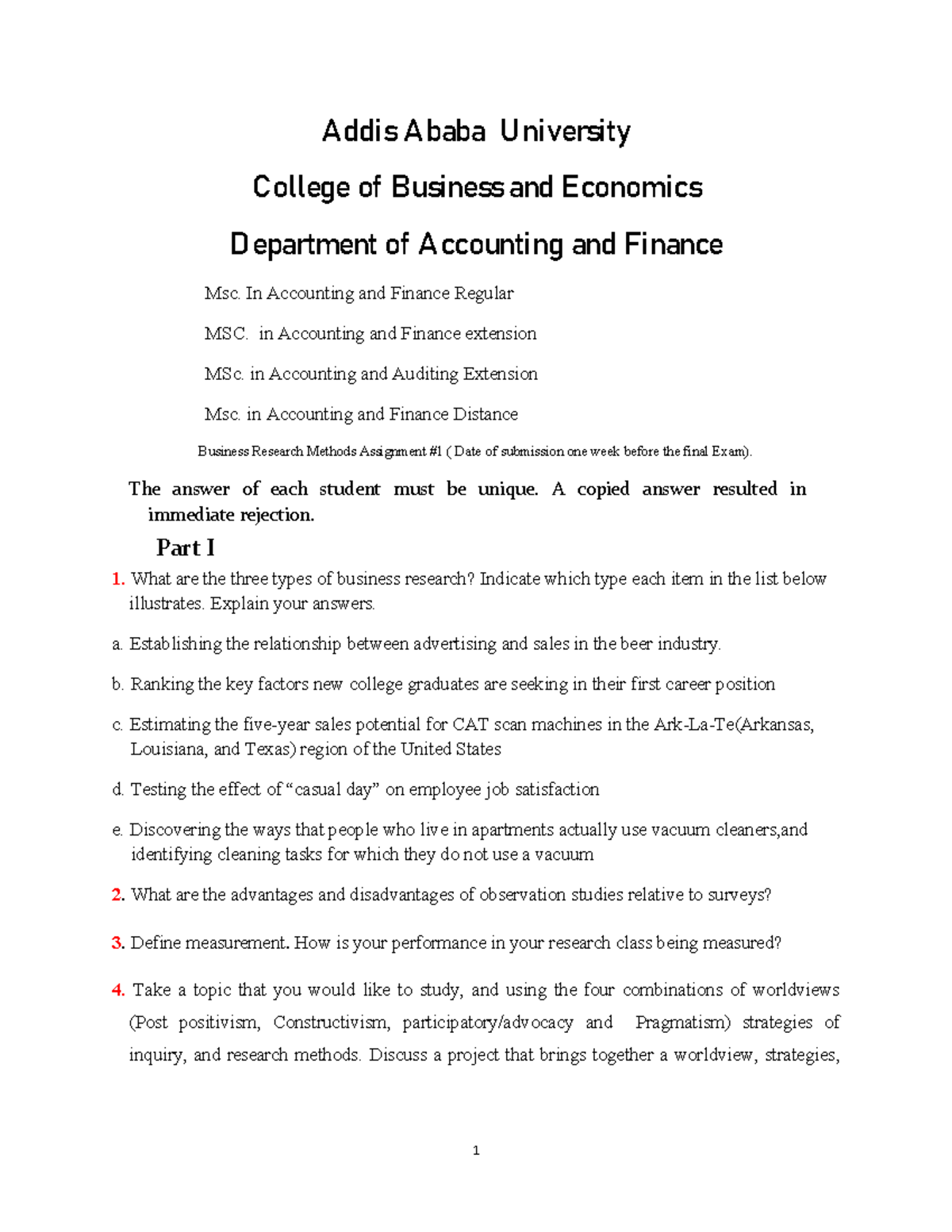 research methods for business assignment