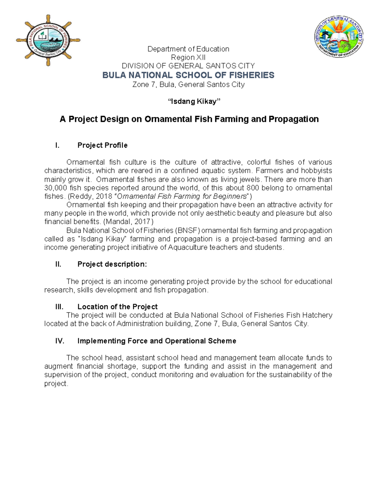 Isdang kikay project design - Department of Education Region XII ...