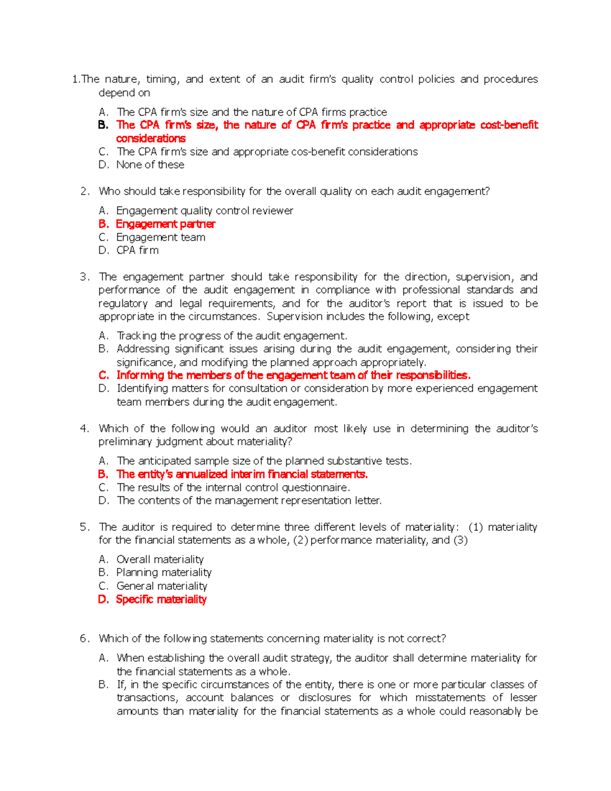 Auditing Theory Reviewer 6 1 nature, timing, and extent of an audit