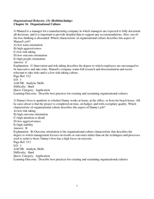 Chapter 3 - Study Test Materials - Organizational Behavior, 15e ...