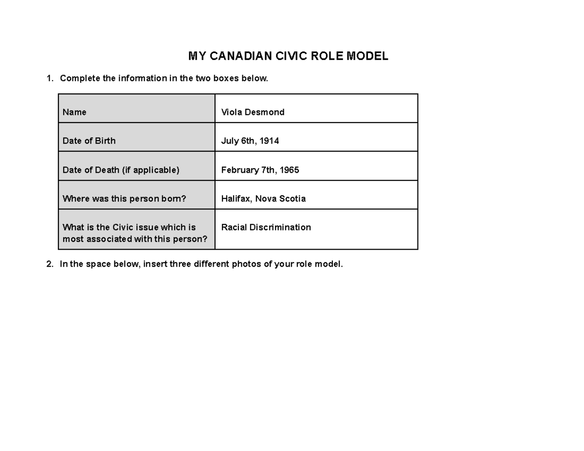 Copy of U1A4 - Civic Role Model - MY CANADIAN CIVIC ROLE MODEL Complete ...