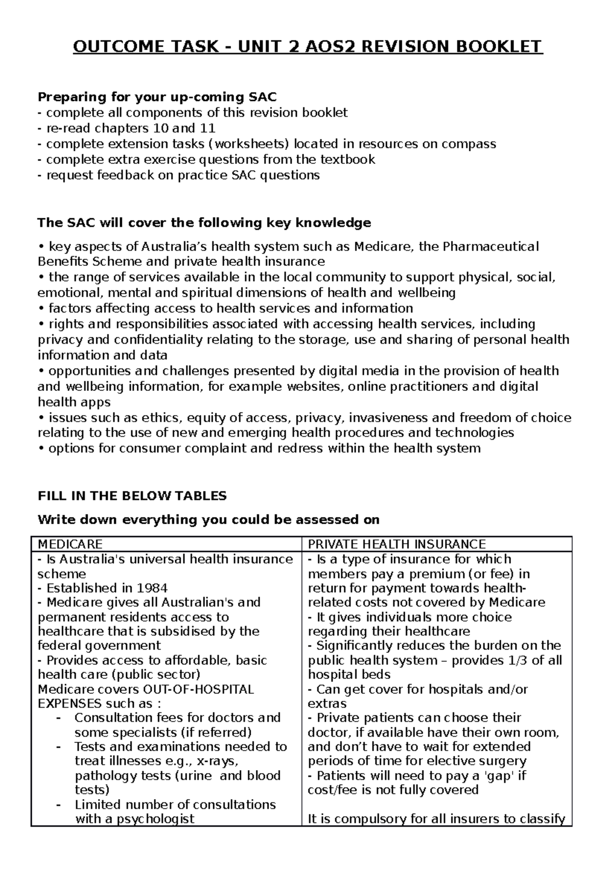 Outcome TASK AOS2 Revision Booklet - OUTCOME TASK - UNIT 2 AOS2 ...