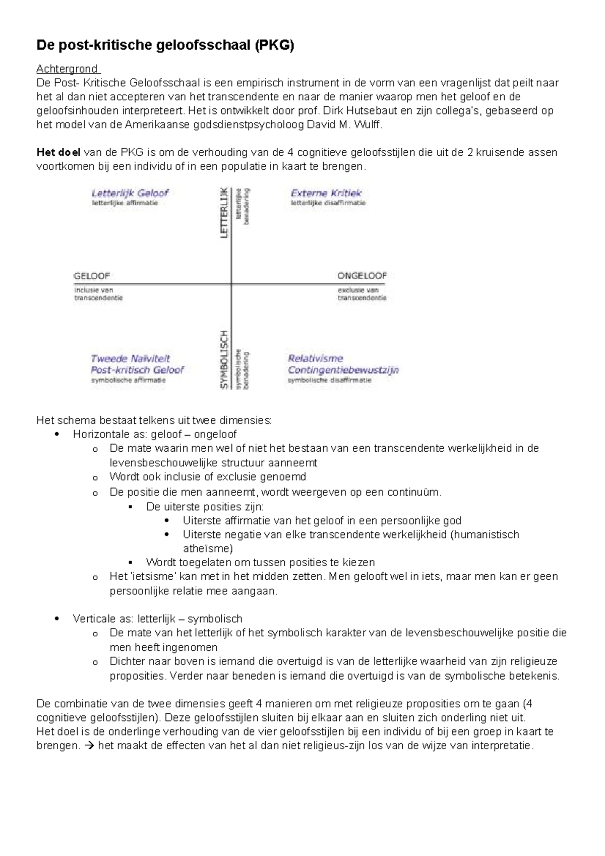 PKG-schaal - De post-kritische geloofsschaal (PKG) Achtergrond De Post ...