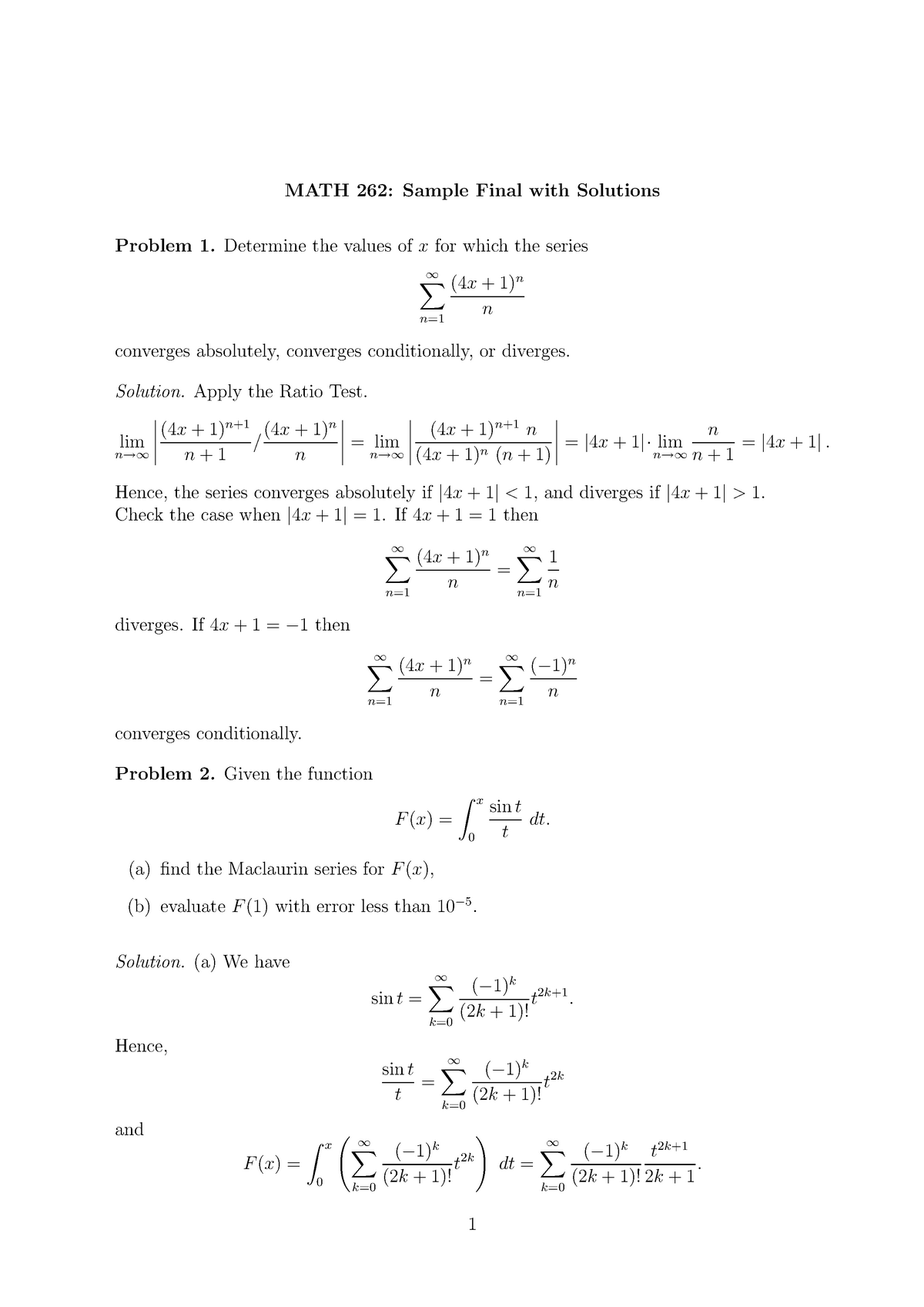 Sample/practice exam 2012, questions and answers - MATH 262: Sample ...