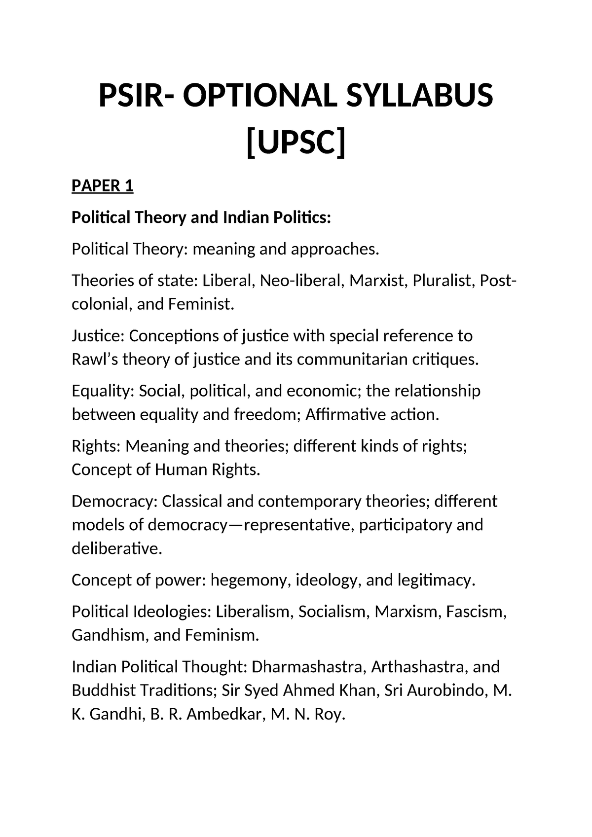 PSIR - I Am Chinki - PSIR- OPTIONAL SYLLABUS [UPSC] PAPER 1 Political ...