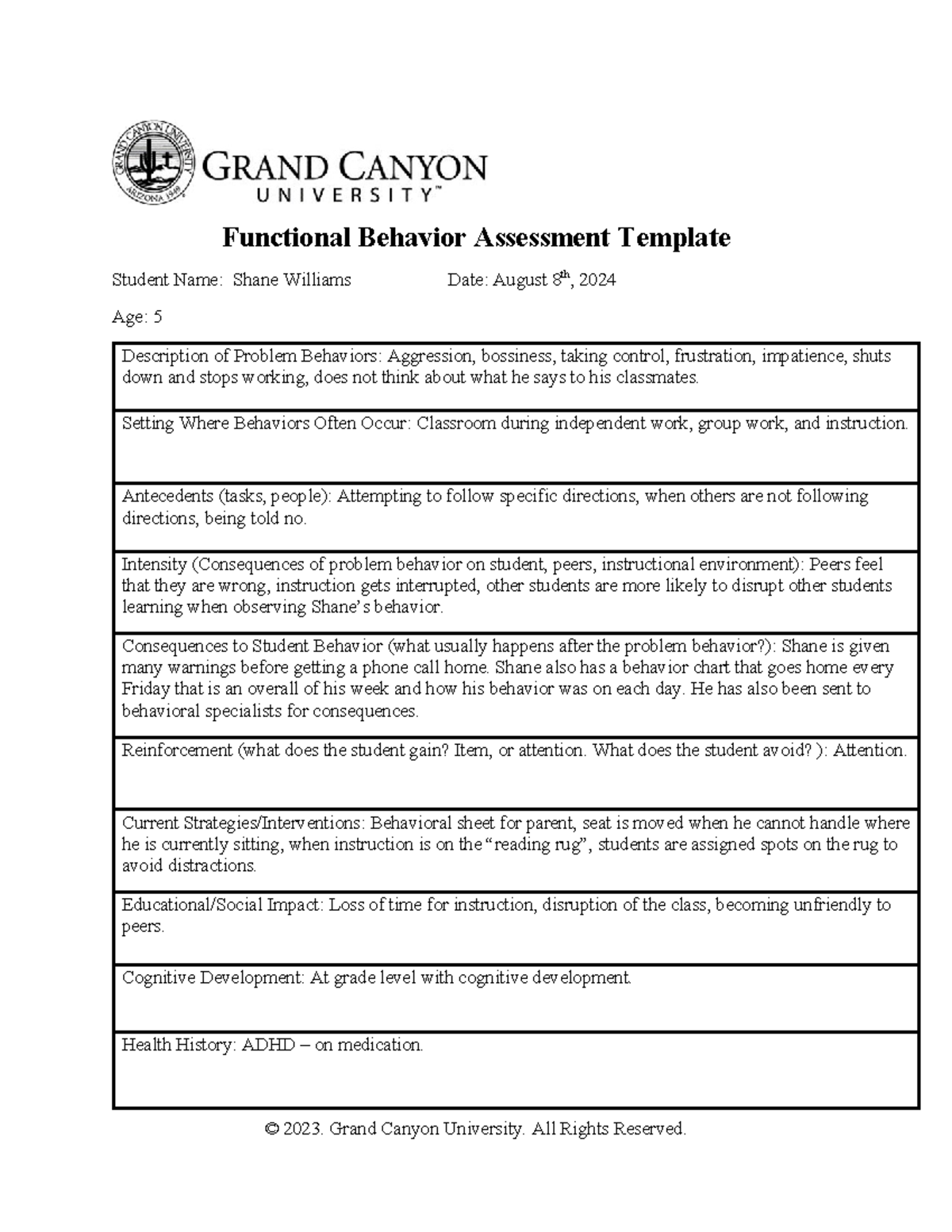 functional behavioral assessment template - Functional Behavior ...