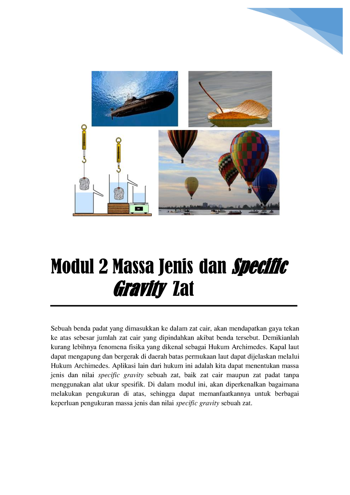 Modul 2. Massa Jenis Dan Specific Gravity Zat - Dan Specific Gravity ...