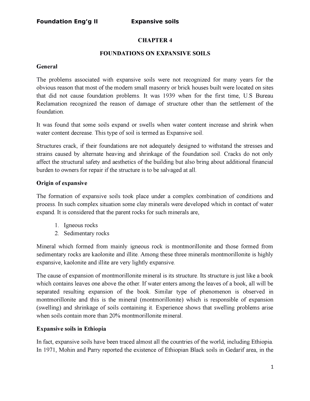 Expansive Soils foundation - CHAPTER 4 FOUNDATIONS ON EXPANSIVE SOILS ...