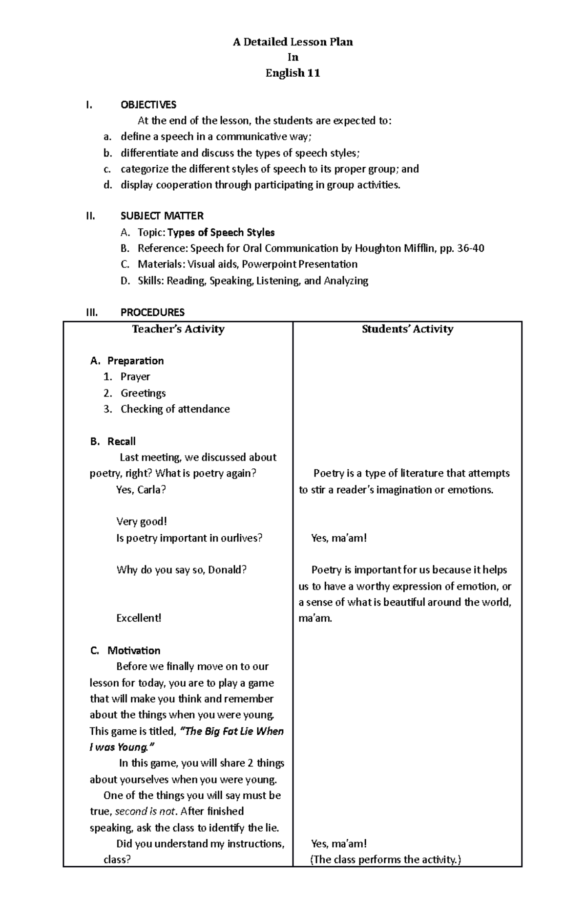 DLP IN English 11 - communication - A Detailed Lesson Plan In English ...