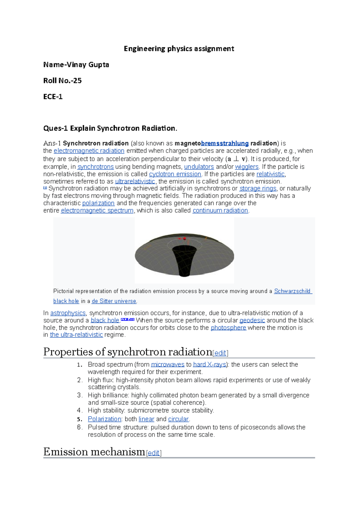 Ep Assignment Engineering Physics Assignment Name Vinay Gupta Roll No Ece Ques 1 Explain 9445