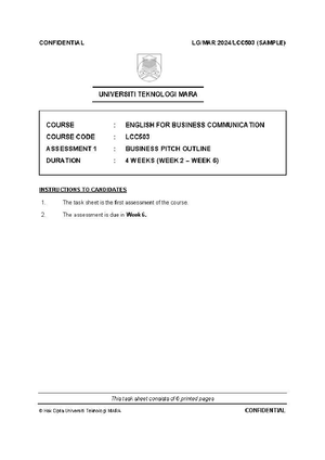 LCC503 - lcc product pitch - LCC503 - ENGLISH FOR BUSINESS ...