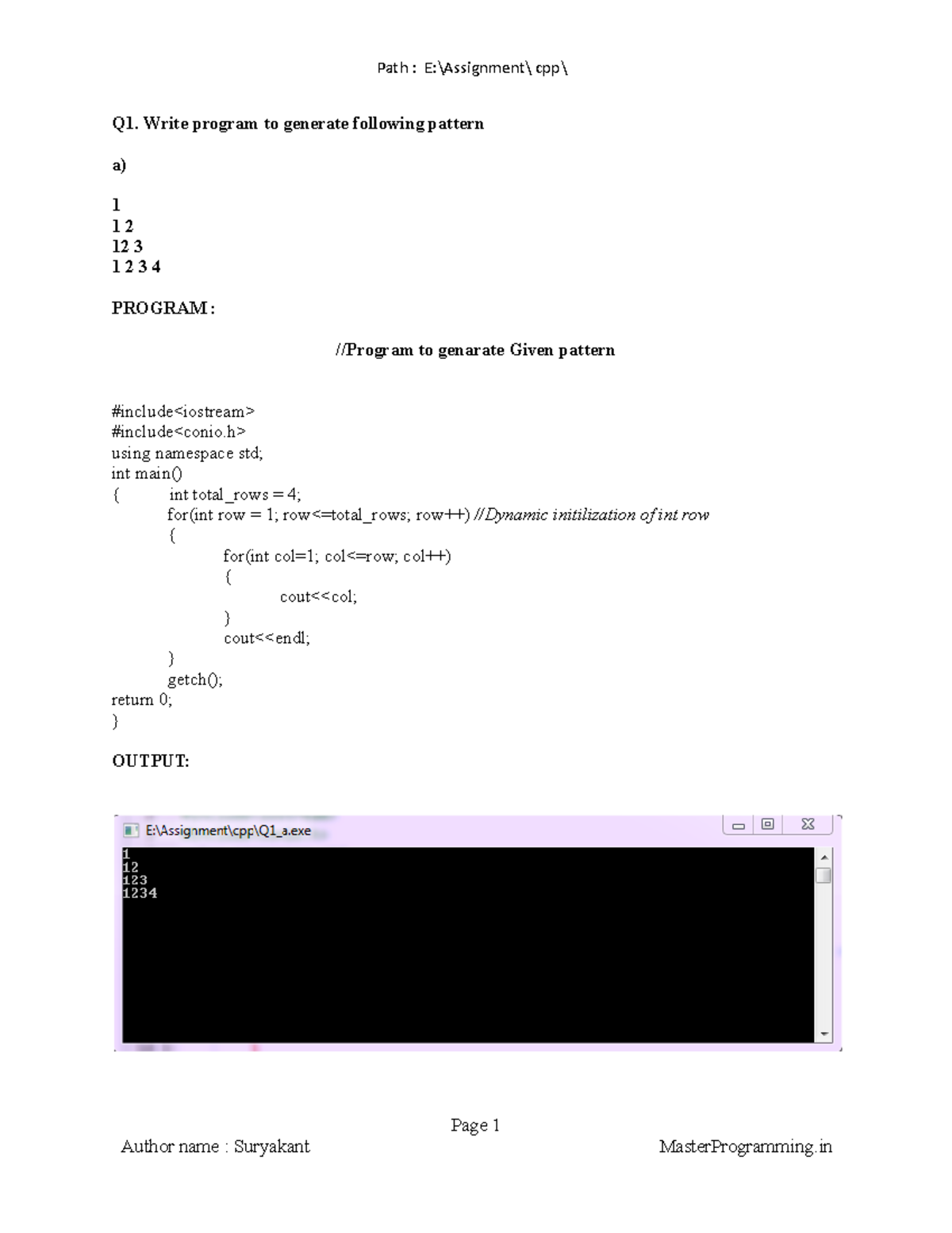 CPP surya - Hhbbhh - Q1. Write program to generate following pattern a ...