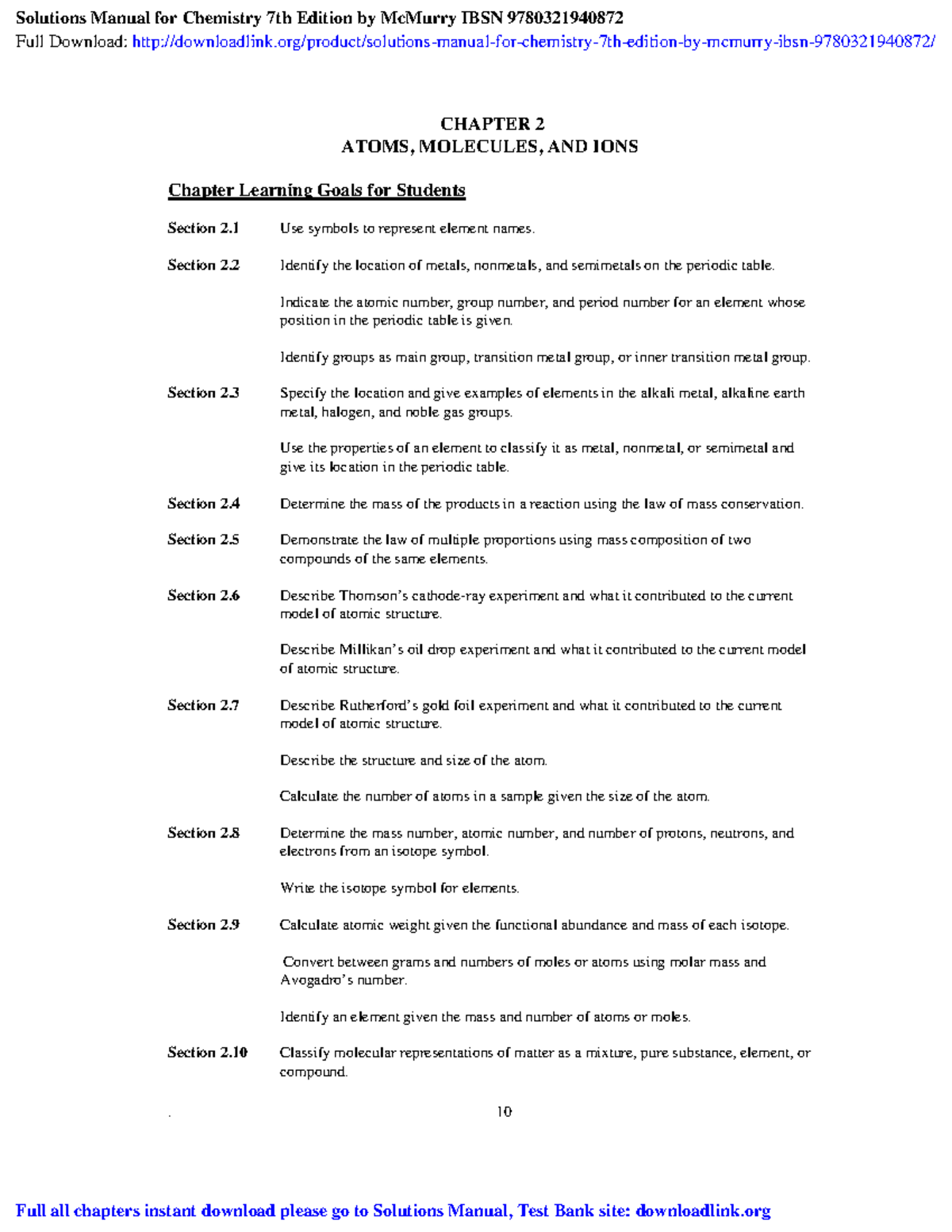 Solutions manual for chemistry 7th edition by mcmurry ibsn ...