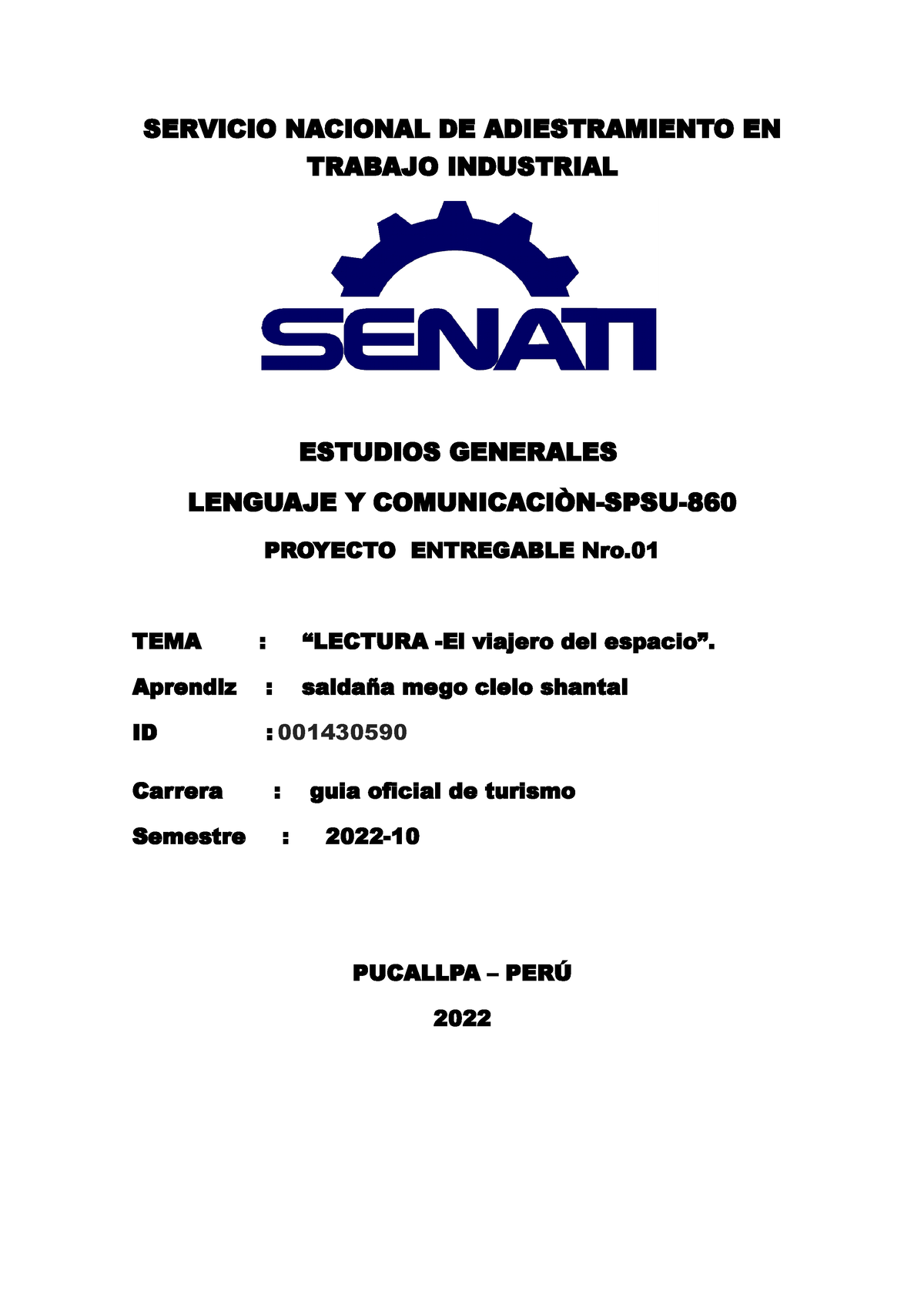 Proyecto Entregable 1 Lenguaje 2022 Senati Servicio Nacional De Adiestramiento En Trabajo 0564