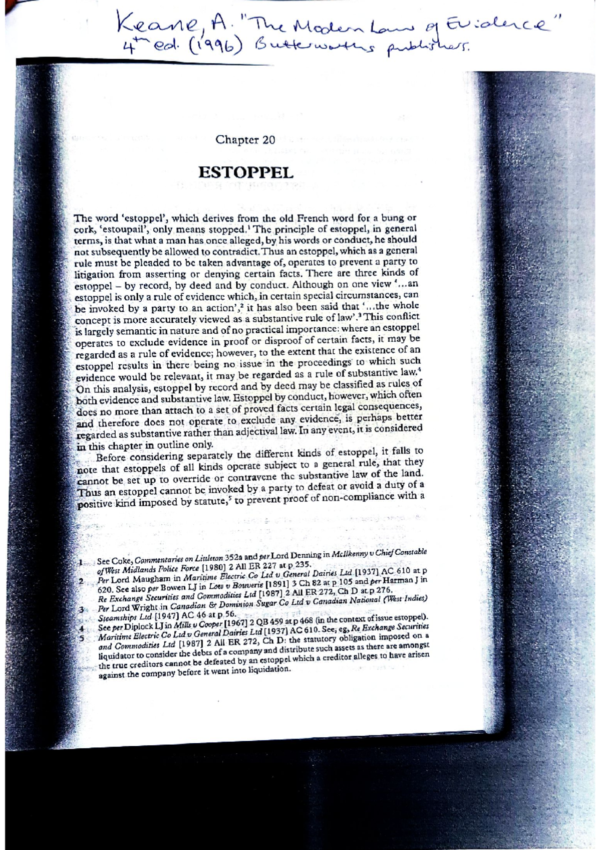 Estoppel - Law of Evidence - Studocu