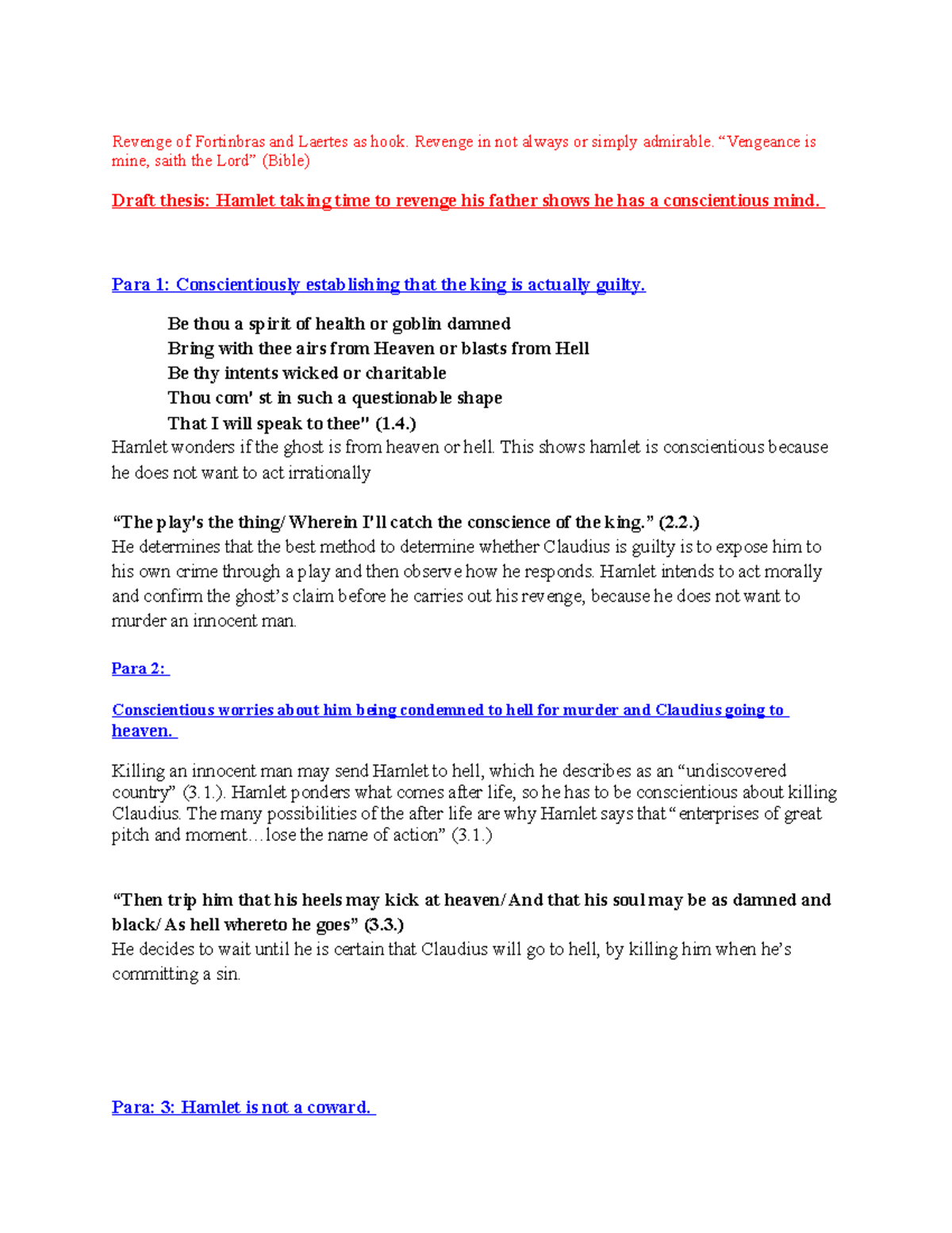 Hamlet UNIT Summative Assignment planning Revenge of Fortinbras and