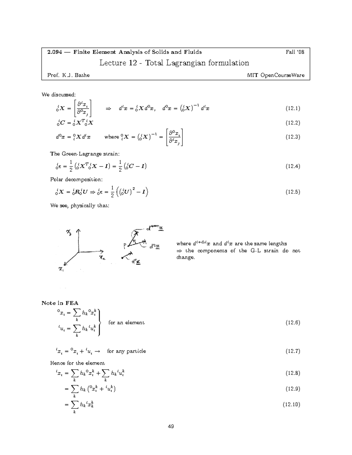 Total Lagrangian Formulation - 2 — Finite Element Analysis of Solids ...