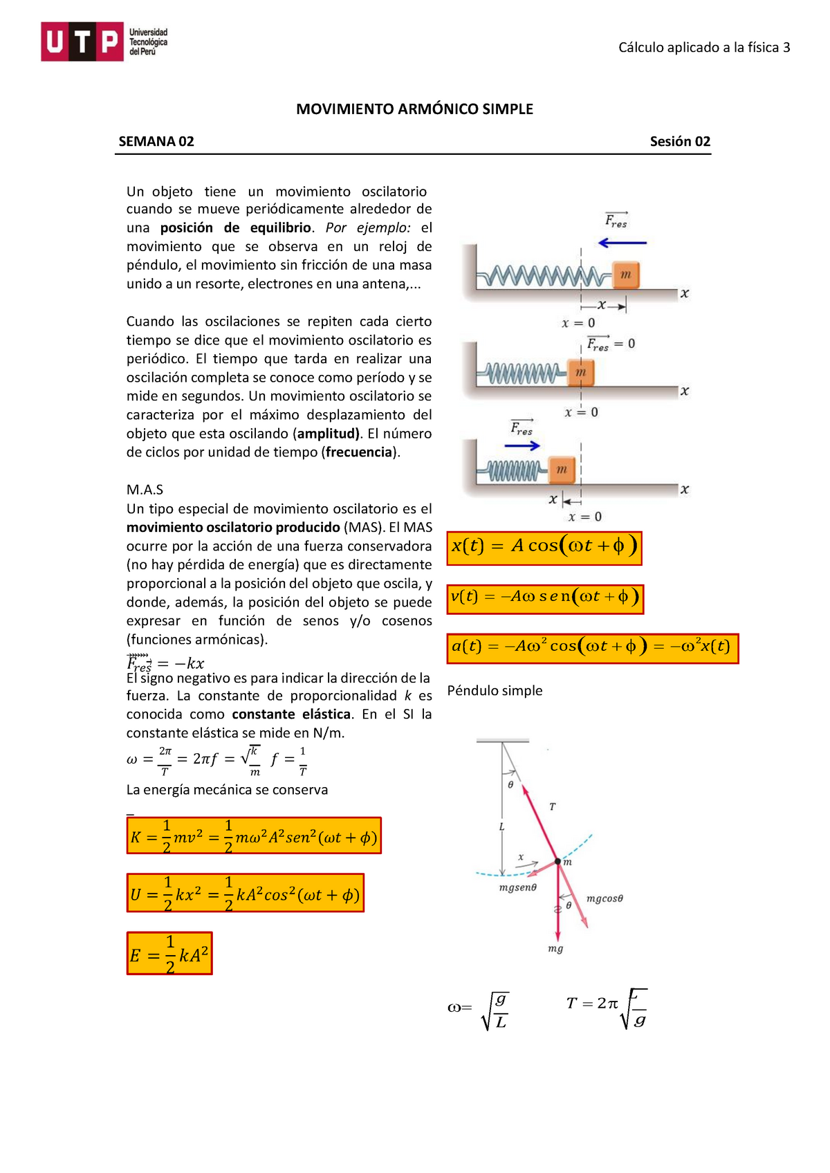 S02.s2-Ejercicios - Ejercicios En Clase - MOVIMIENTO ARMÓNICO SIMPLE ...