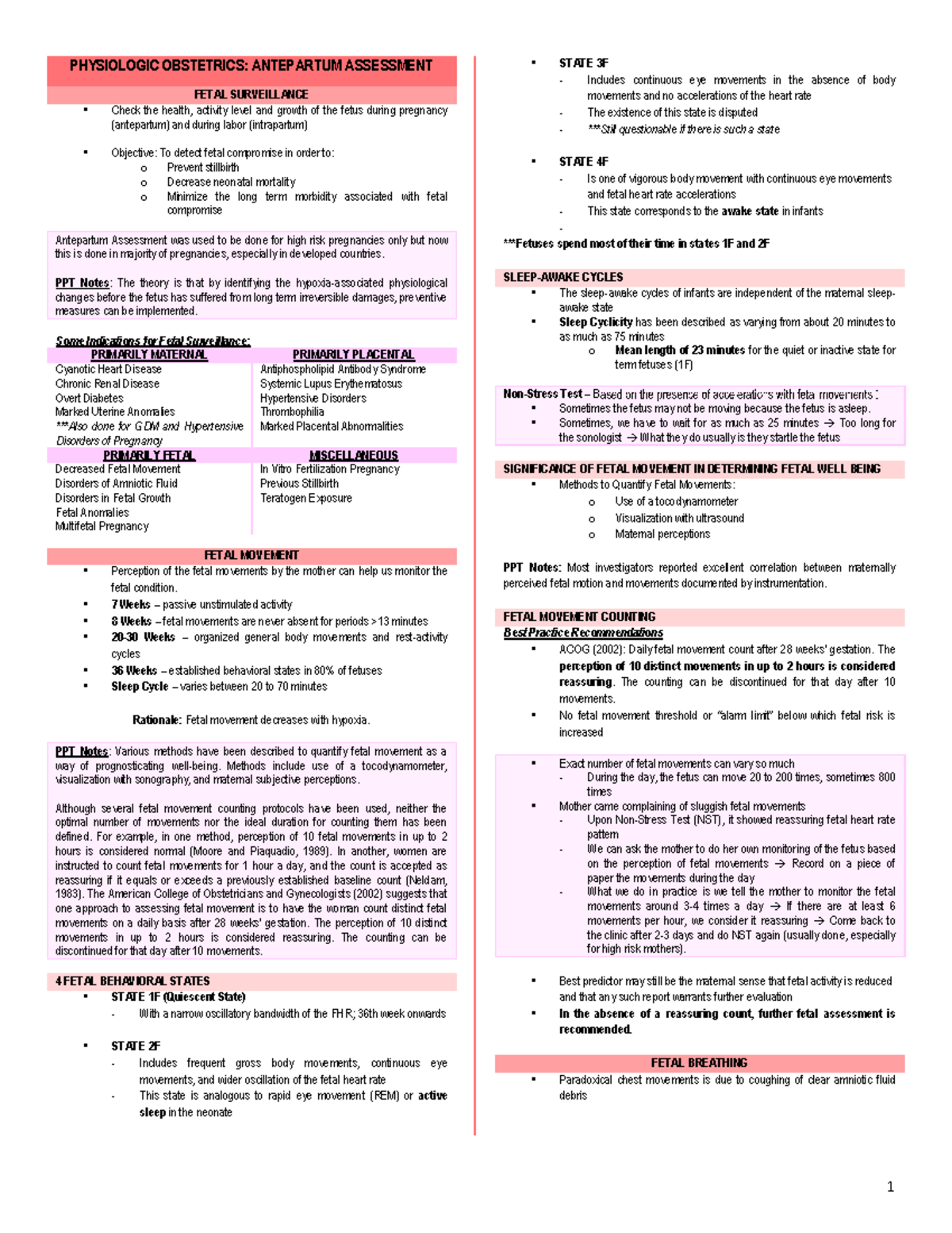 Antepartum Assessment - Physiology - Physiologic Obstetrics: Antepartum 