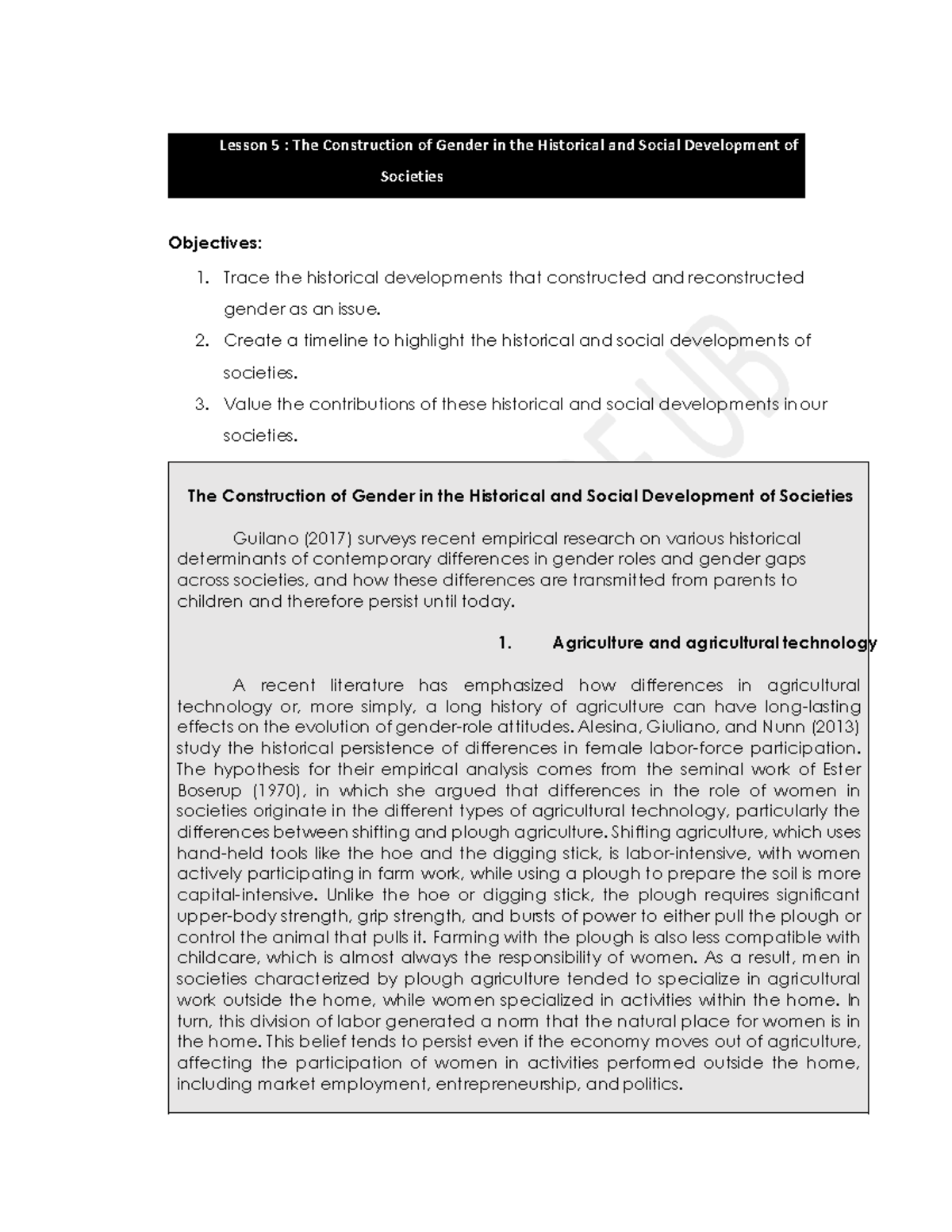 UNIT 1 Lesson 5 - Lecture Notes - Objectives: Trace The Historical ...