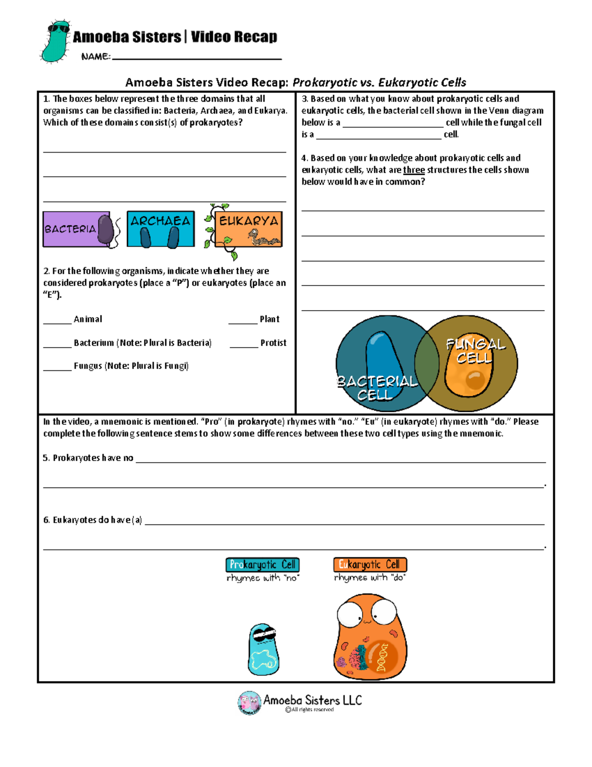 Prokaryotic vs Eukaryotic Cells Worksheet - Studocu