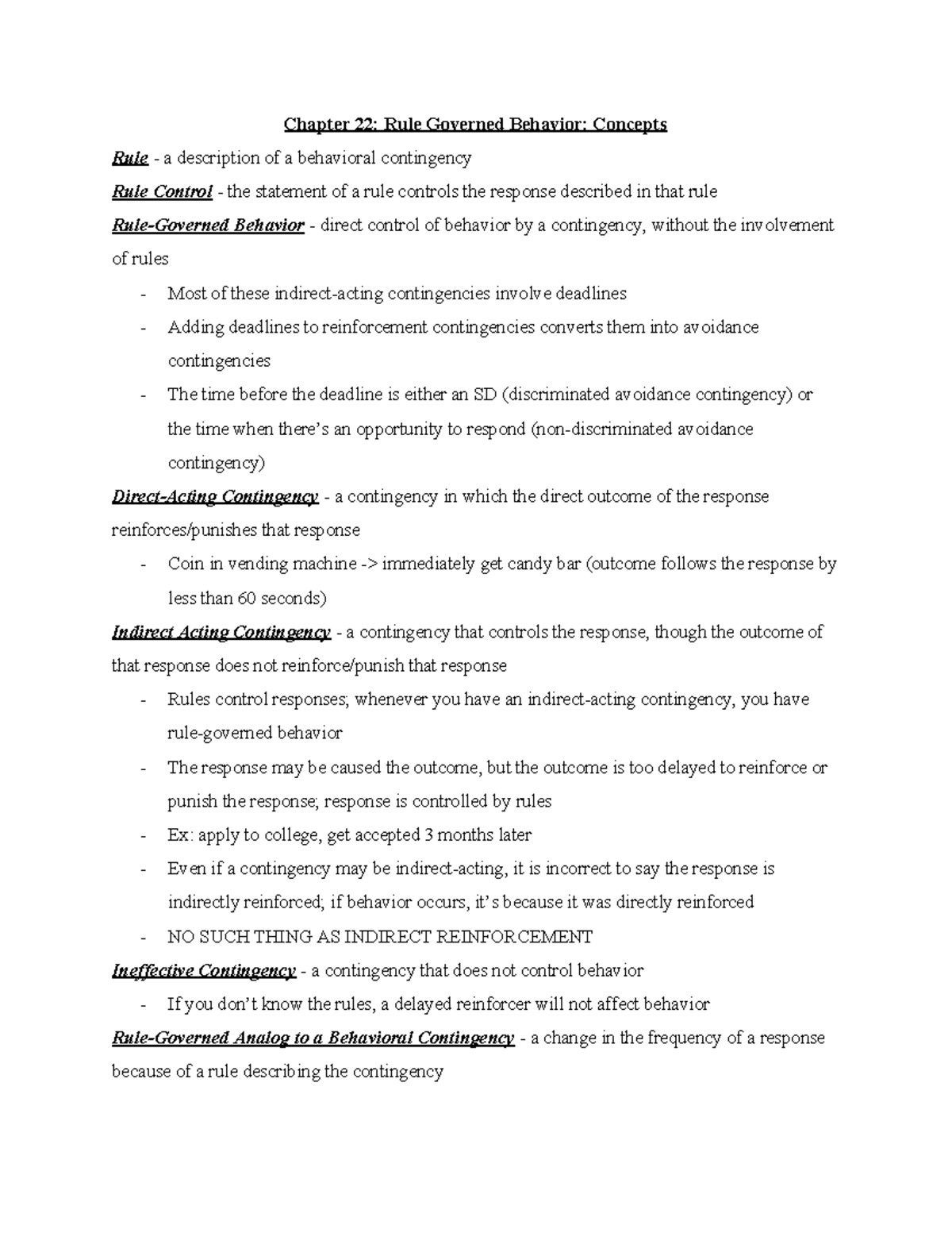 Chapter 22 Rule Governed Behavior Concepts Chapter 22 Rule Governed