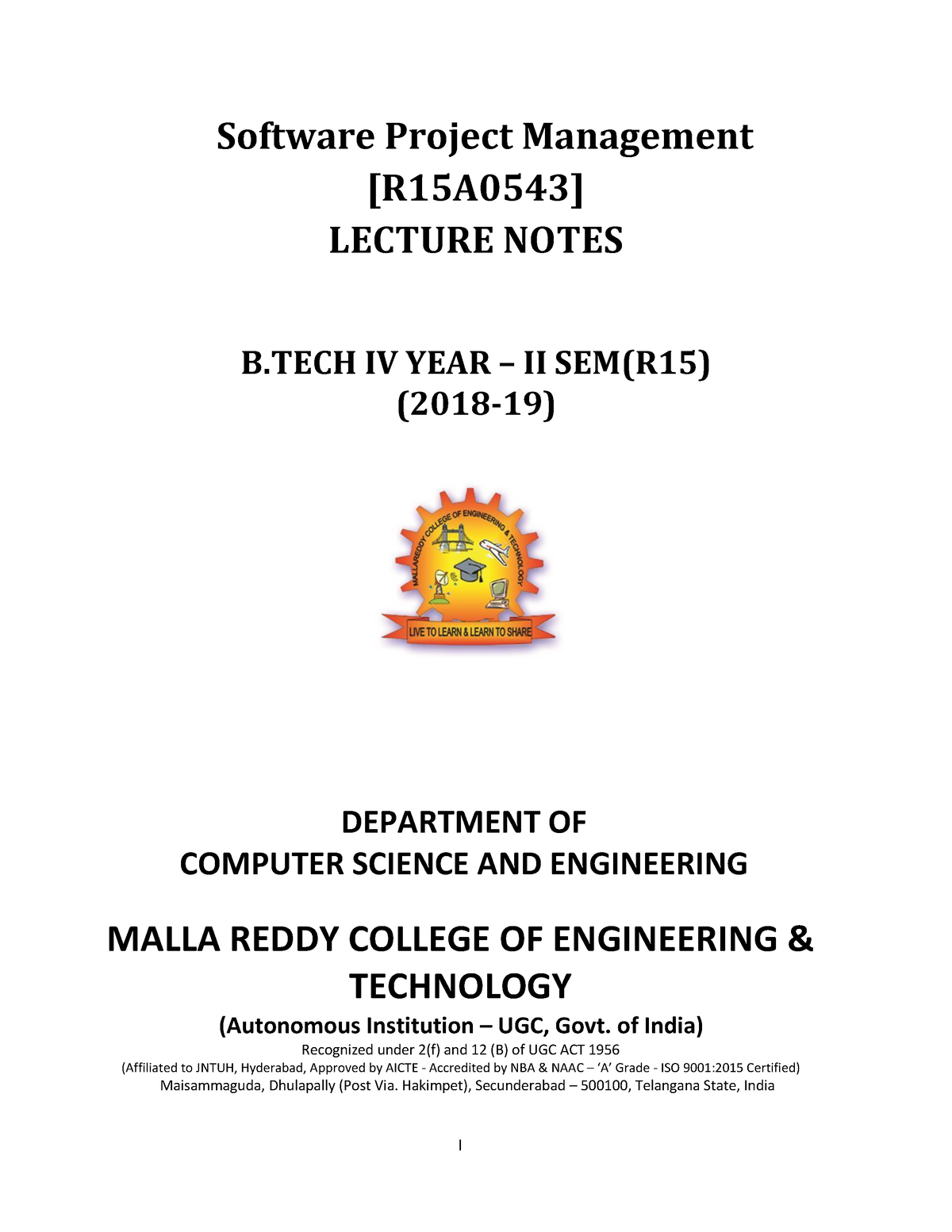 SPM Material full notes I Software Project Management