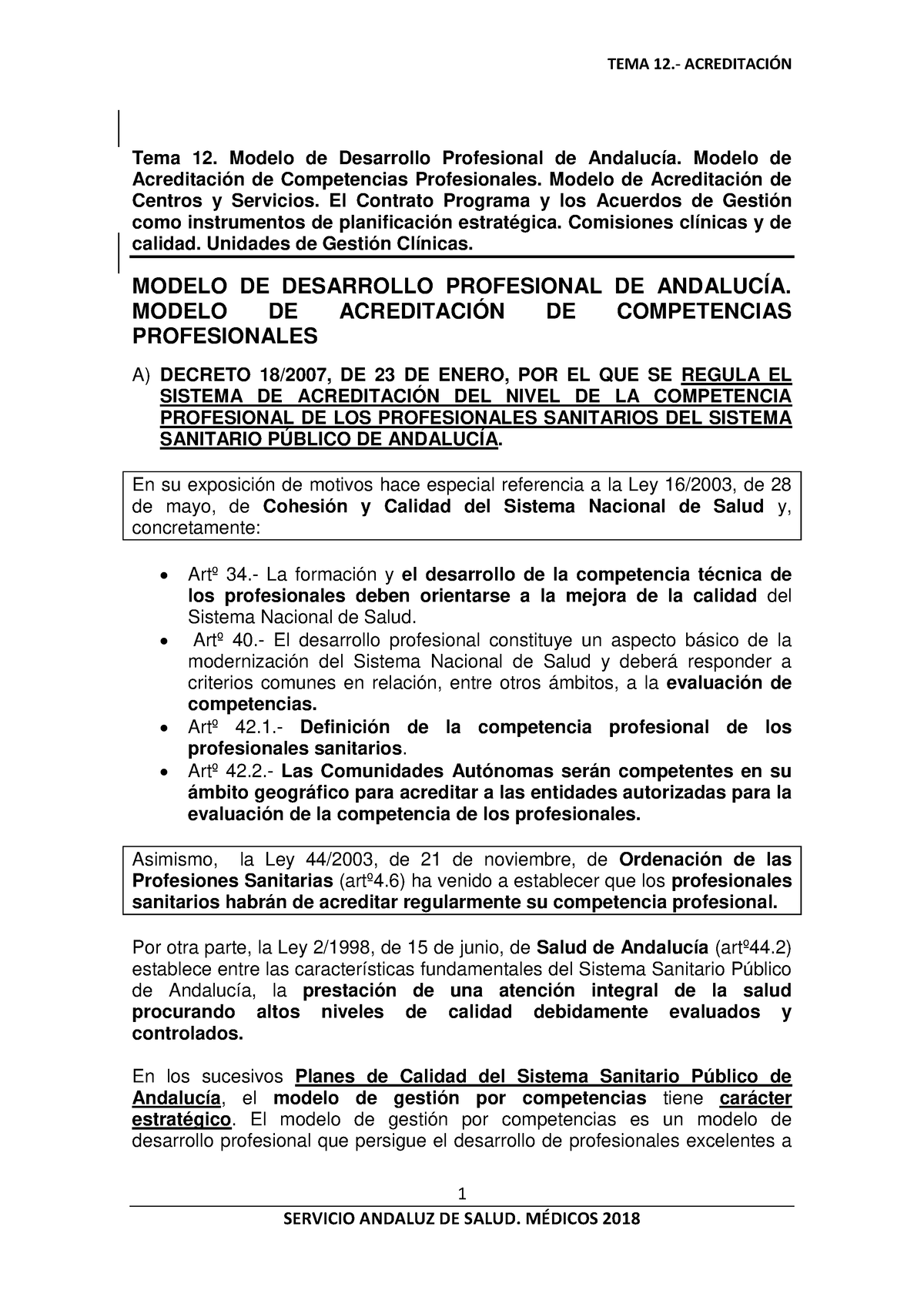 TEMA 12 - Examen OPE - 1 Tema 12. Modelo de Desarrollo Profesional de  Andalucía. Modelo de - Studocu