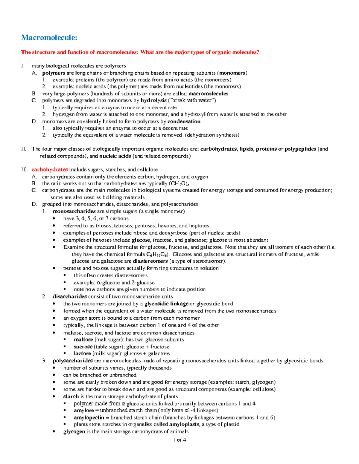 Macromolecule - Lecture notes 7 - Macromolecule: The structure and ...