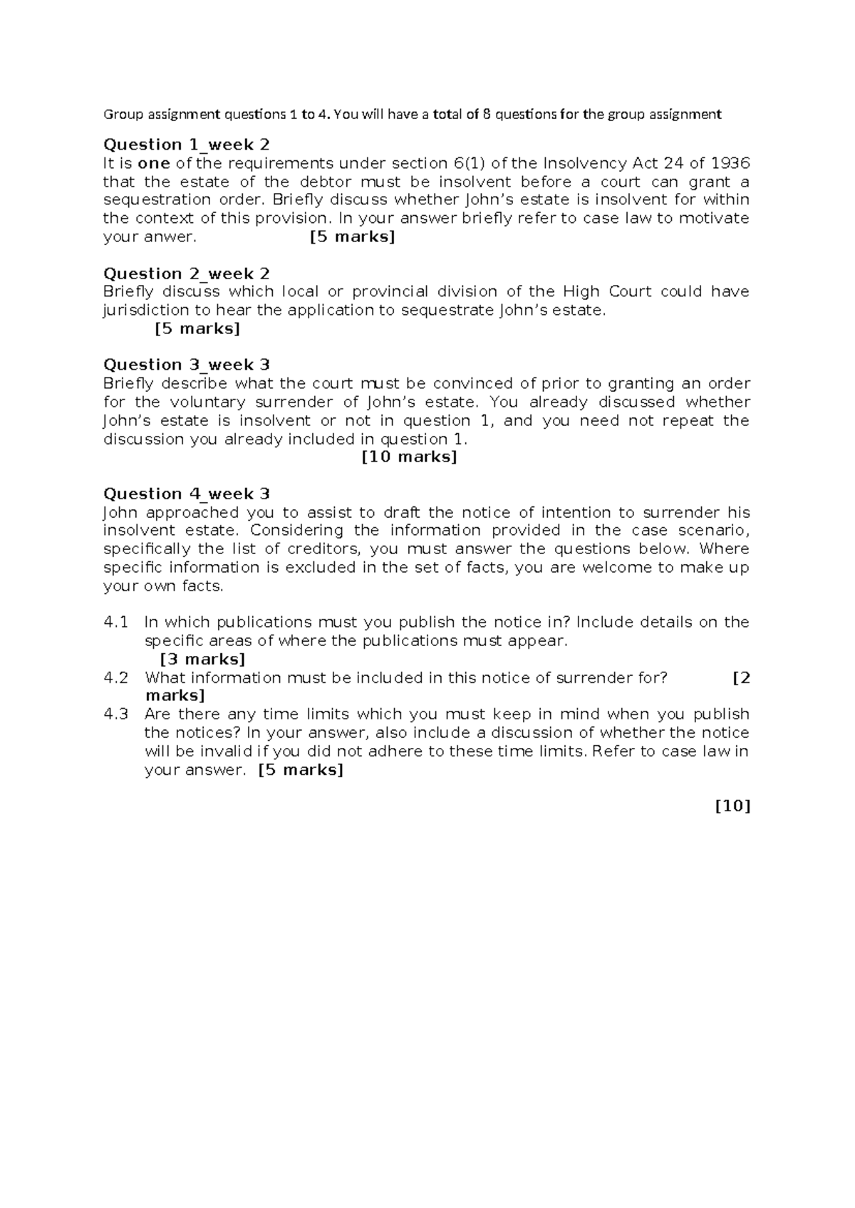 Group+assignment+question - You will have a total of 8 questions for ...