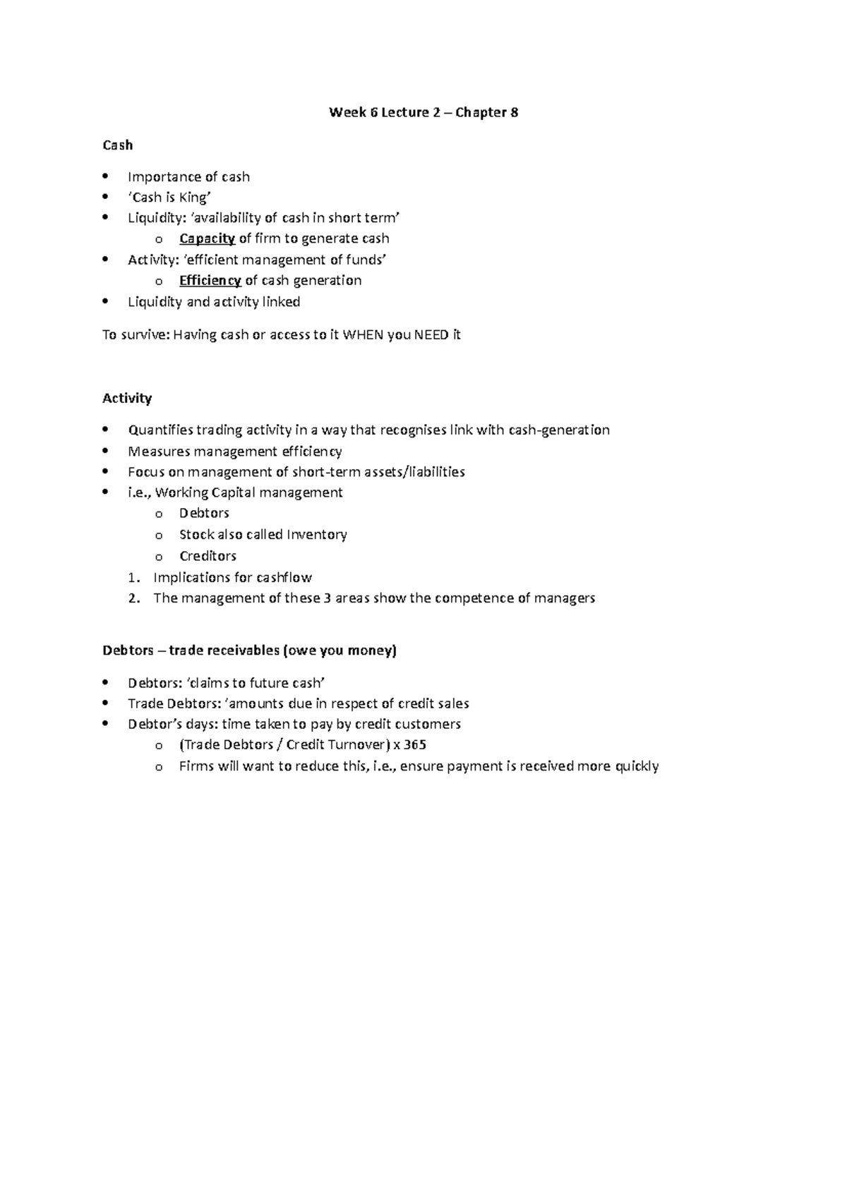 AC4305+Week+06+Lecture+02 - Week 6 Lecture 2 – Chapter 8 Cash ...