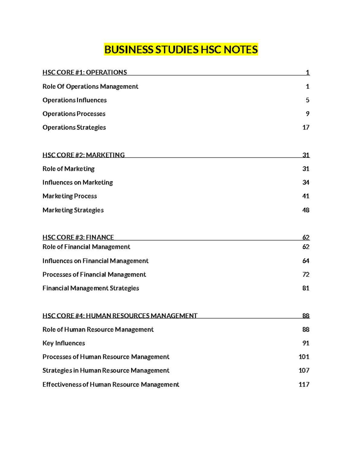 Business Studies HSC Final Notes - BUSINESS STUDIES HSC NOTES HSC CORE ...