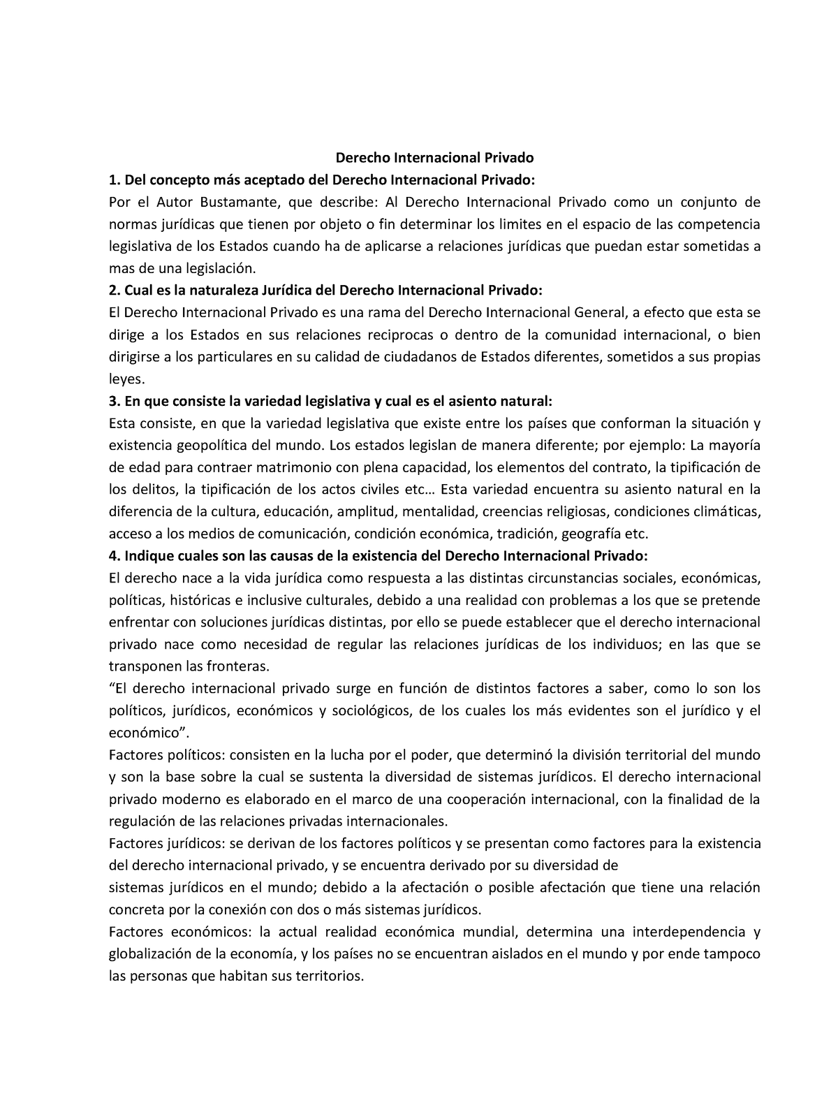 Derecho Internacional Privado Cuestionario - Derecho Internacional ...