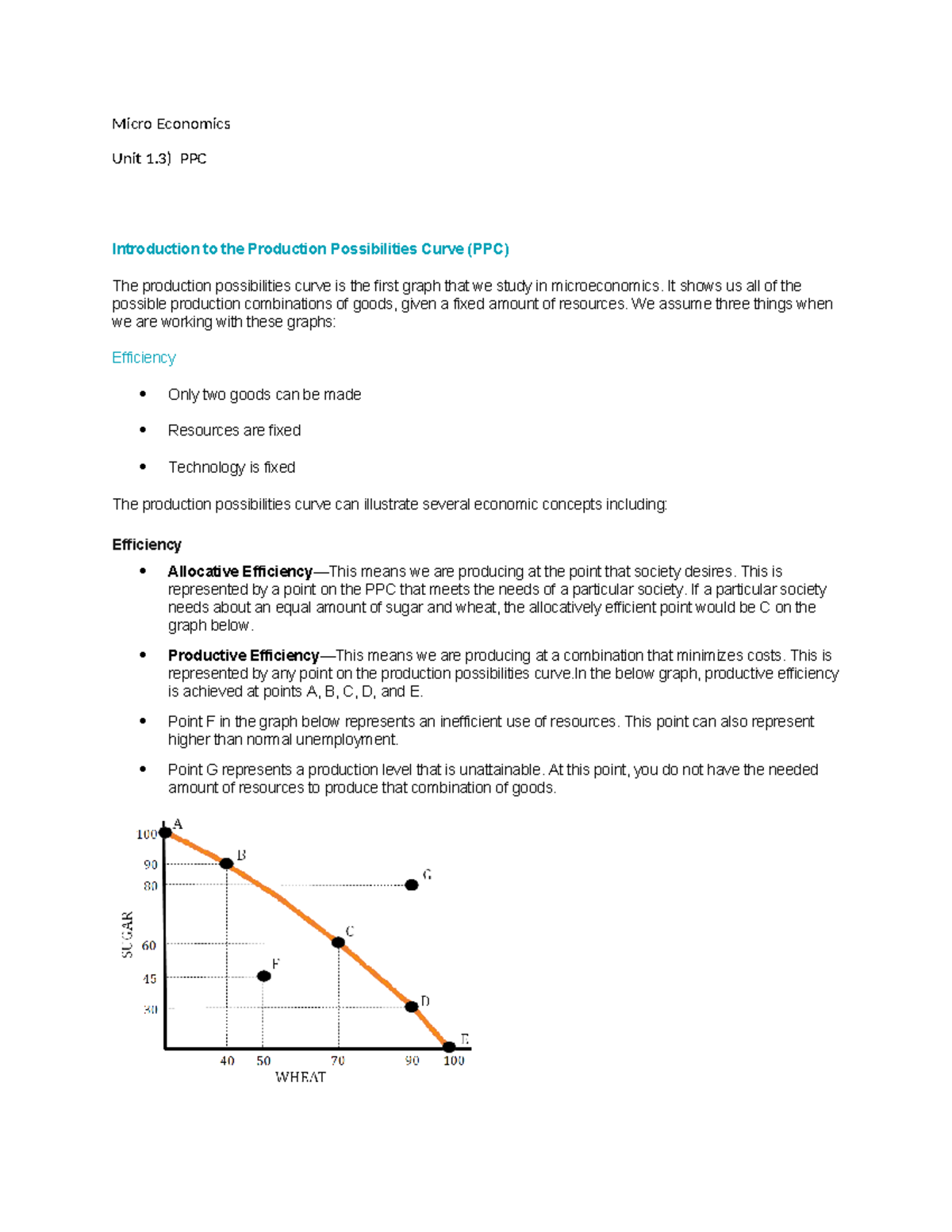 production possibility curve - It shows us all of the possible ...