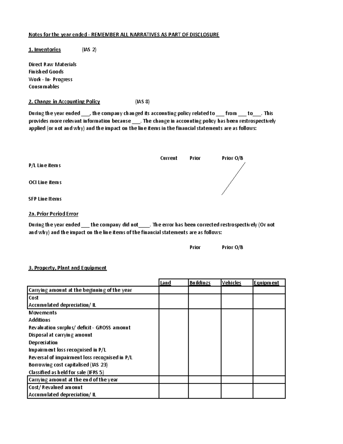 Notes combined - Presentation and disclosure - Notes for the year ended ...