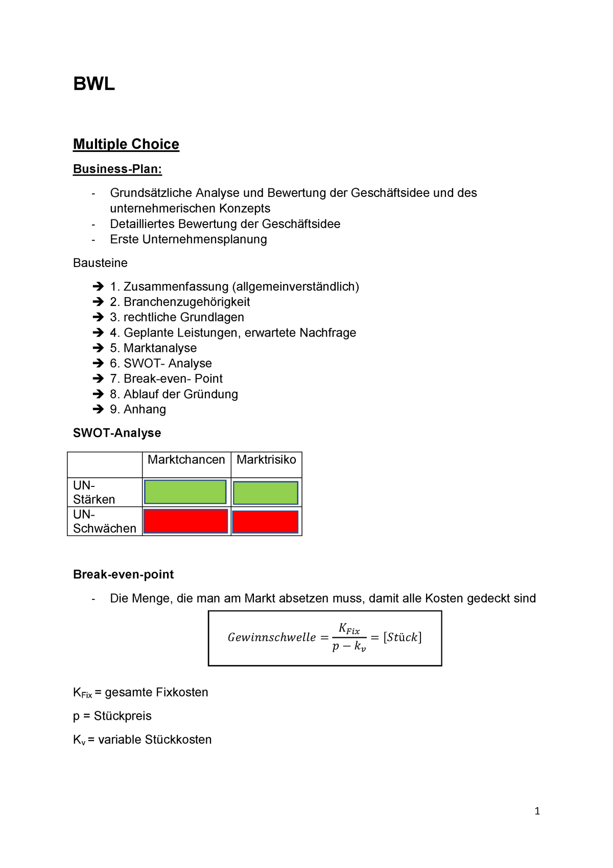 Betriebswirtschaftslehre Zusammenfassung - BWL Multiple Choice Analyse ...