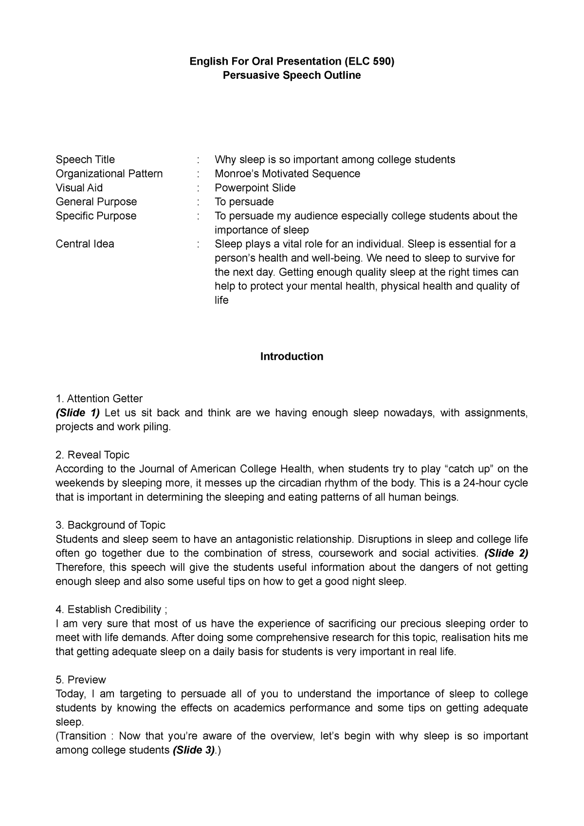 elc 590 persuasive speech outline