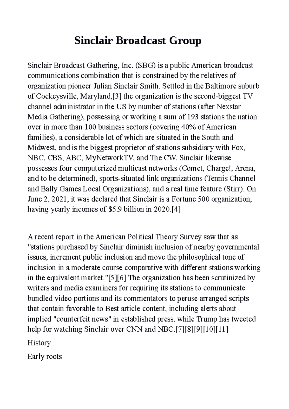 Sinclair Broadcast Group - Sinclair Broadcast Group Sinclair Broadcast ...