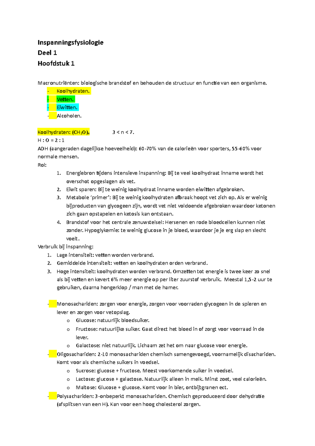 Samenvatting Exercise Physiology Energy Nutrition and Human