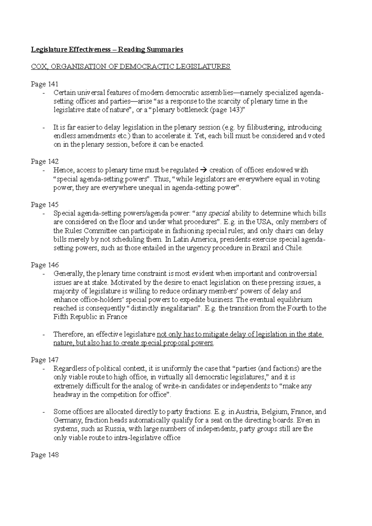 Legislative Effectiveness – Summary of Literature - Legislature ...