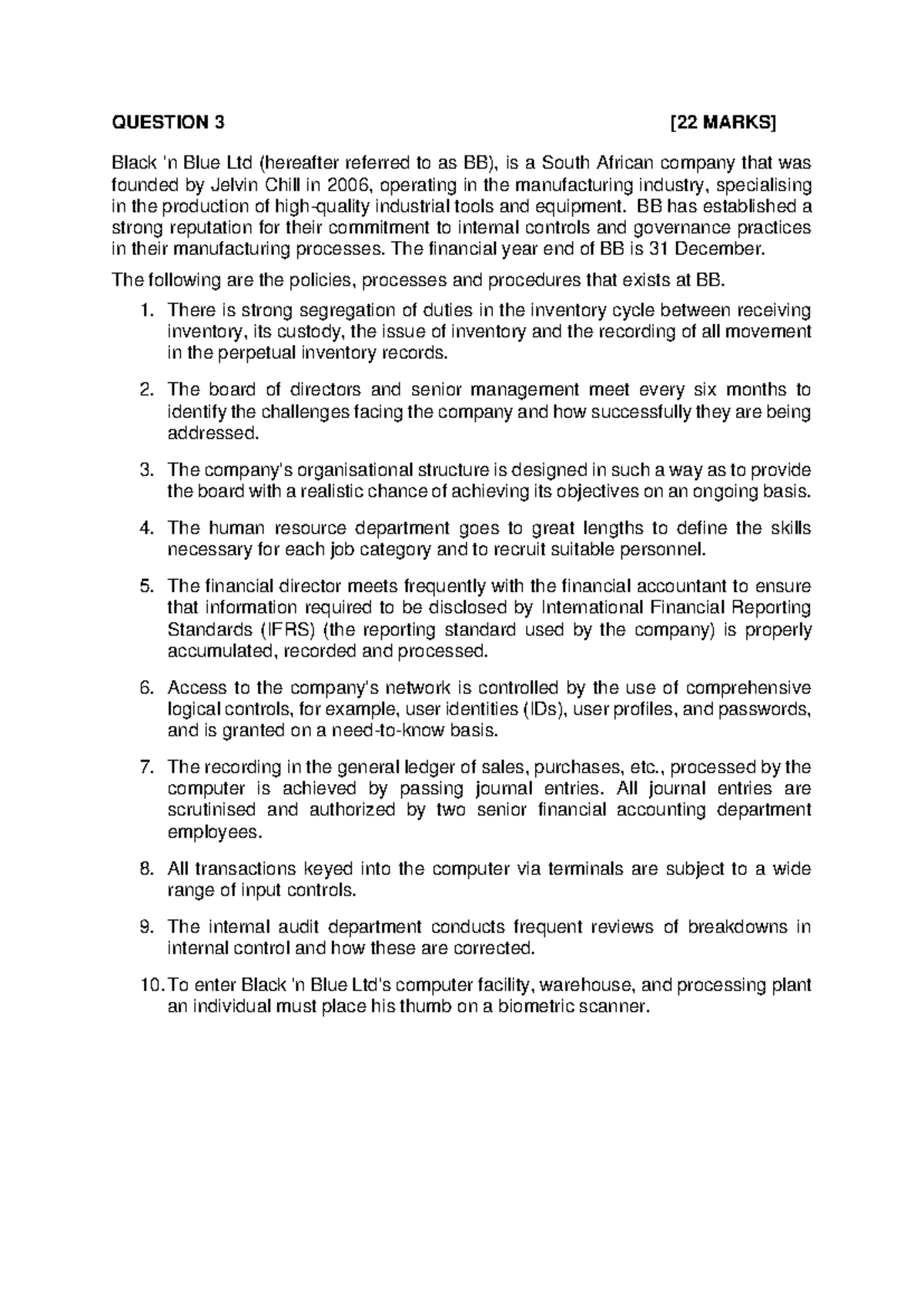 Tutorial Question - QUESTION 3 [22 MARKS] Black 'n Blue Ltd (hereafter ...