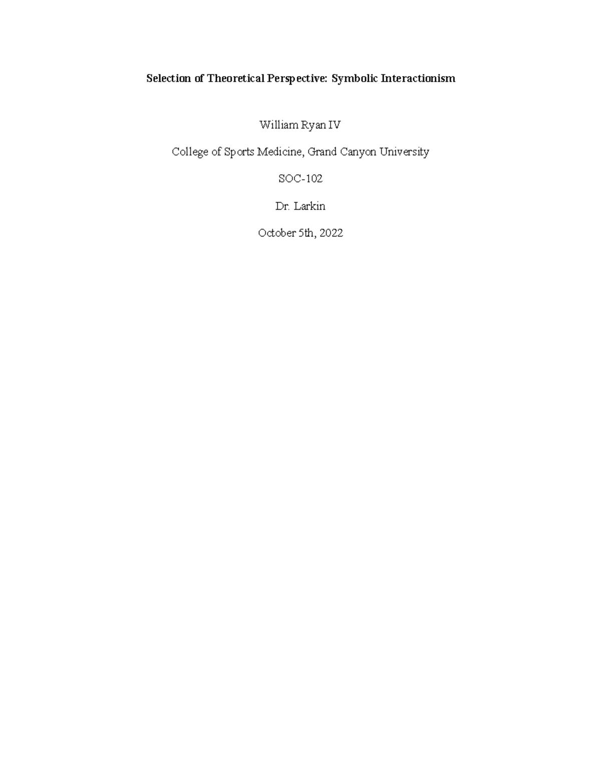 Real SOC Theory Paper - Selection of Theoretical Perspective: Symbolic ...