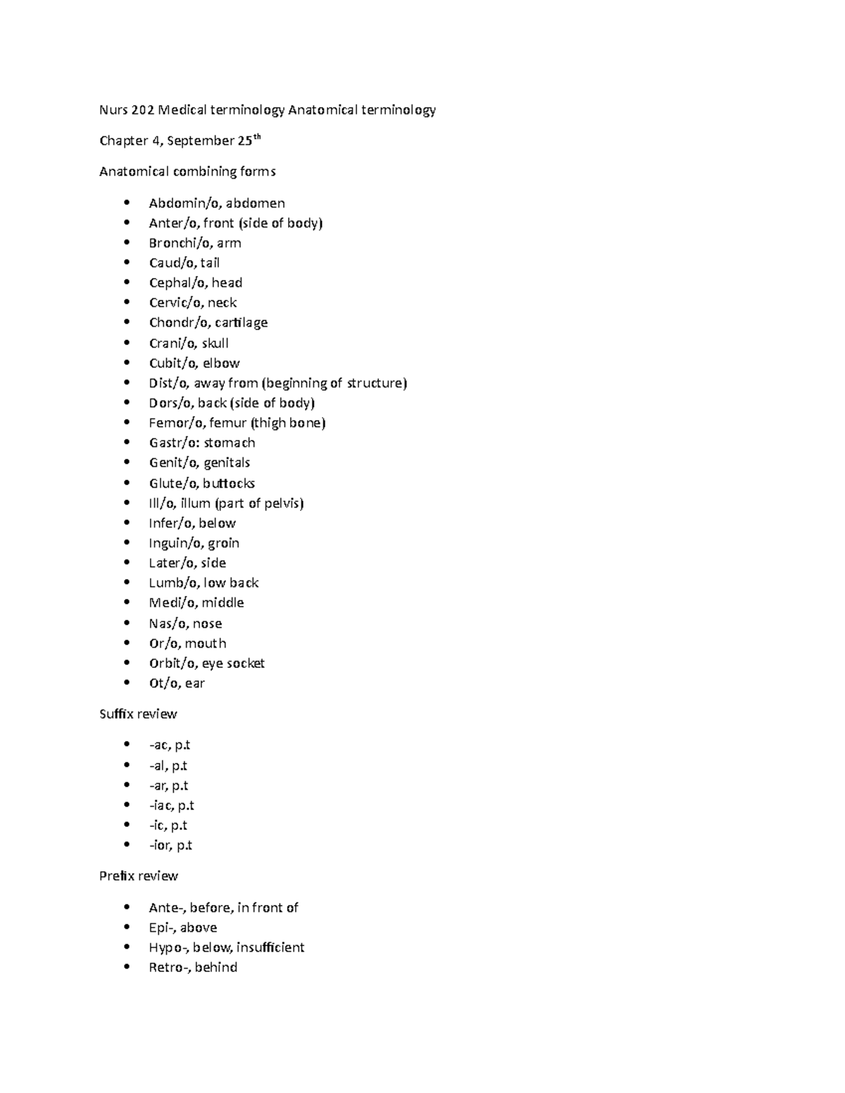 Medical Terminology Chapter 4 Anatomical Terminology - Nurs 202 Medical ...