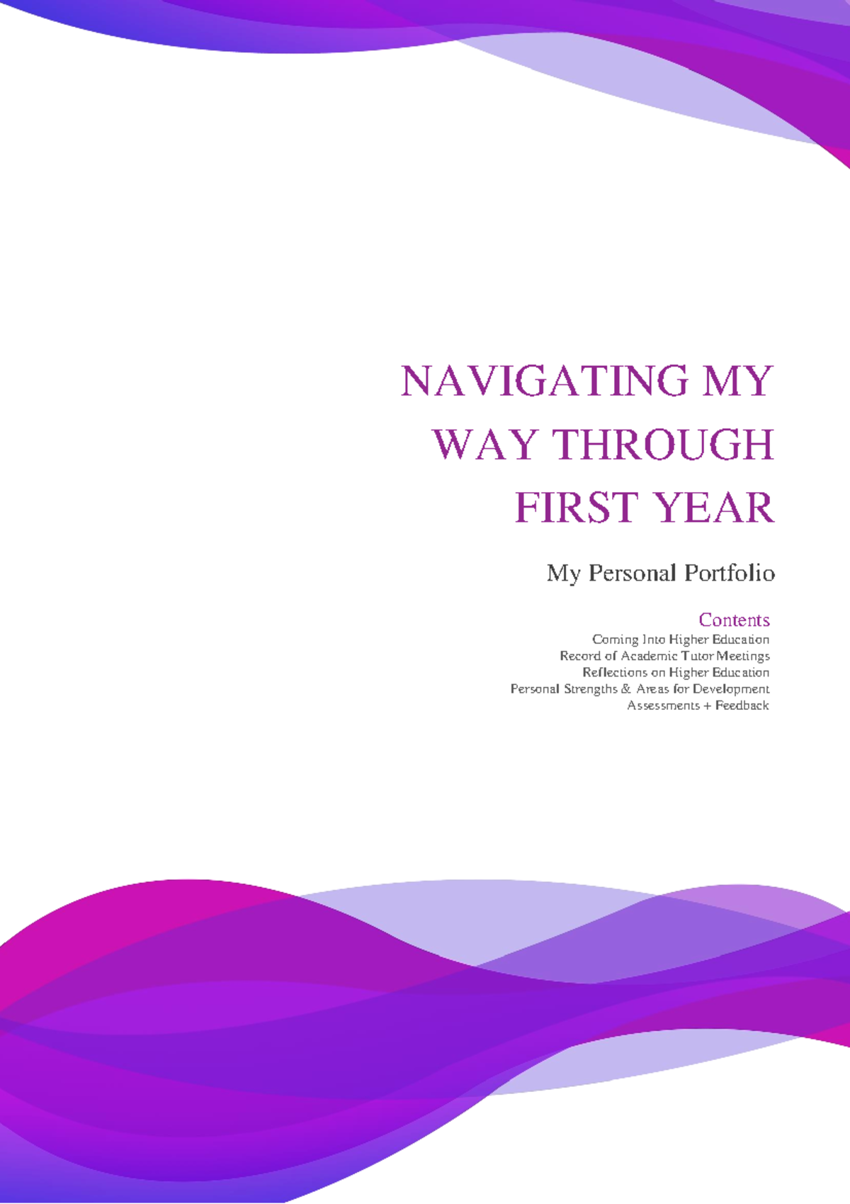 Personal Portfolio Example - NAVIGATING MY WAY THROUGH FIRST YEAR My ...