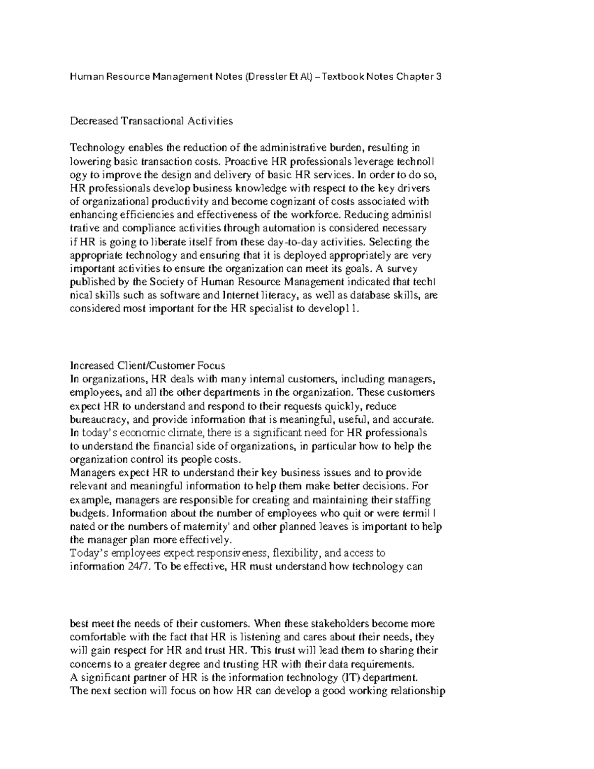 Human Resource Management Notes 3 - Proactive HR professionals leverage ...